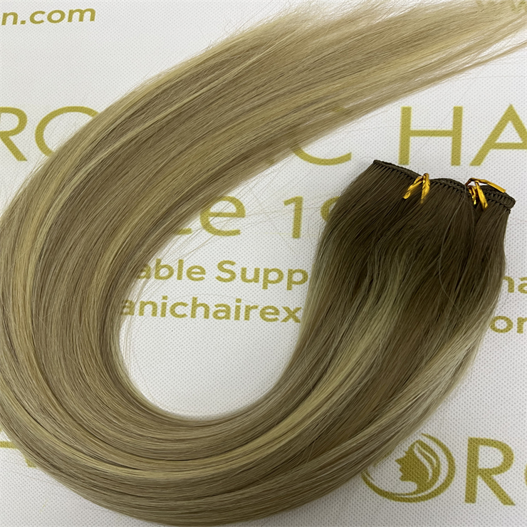Organic professional hand tied weft hair extensions H12